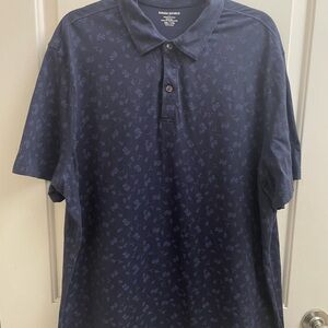 Banana Republic Men's Dark Blue Patterned Polo